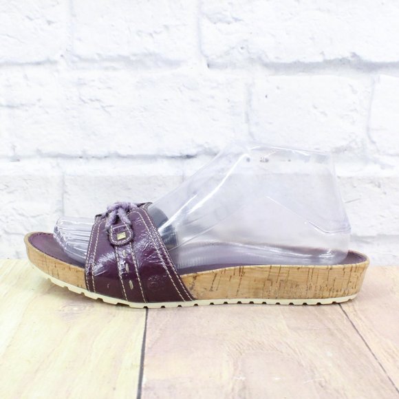 Timberland Shoes - Timberland Women's Purple Leather Open Toe Slide Flat Sandals Size 8 M